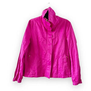 Talbots Hot Pink Rain Jacket Water‎ Resistant Women’s Size 14 Metallic Sheen NWT